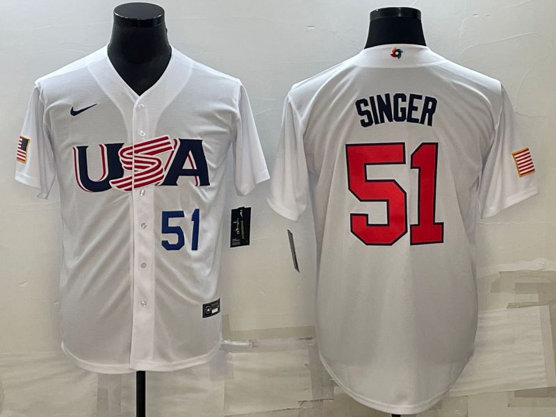 Men 2023 World Cub USA 51 Singer White Nike MLB Jersey